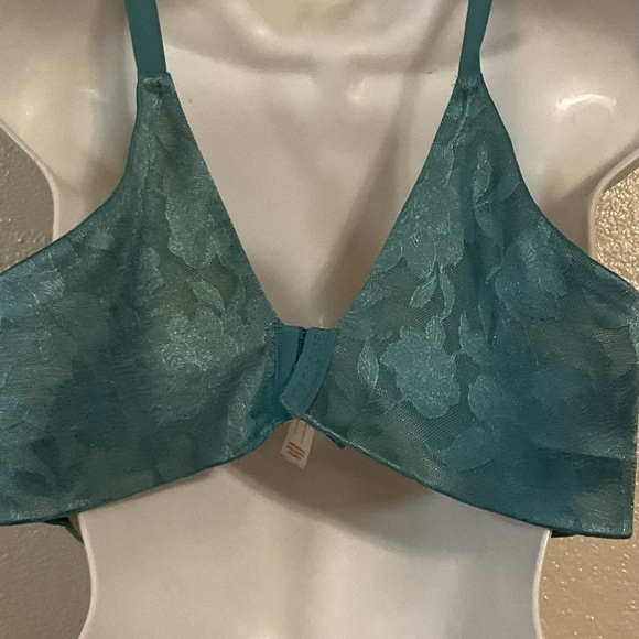 Cacique Totally Smooth Lightly Lined Full Coverage Bra teal blue lace 38DD - Picture 3 of 9